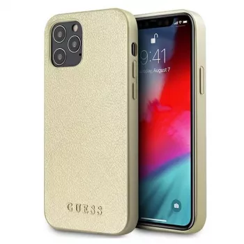Guess GUHCP12LIGLGO Hardcase do iPhone 12 Pro Max 6,7 inch Złoty Iryzujący