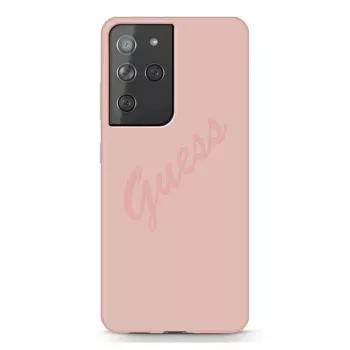 Guess GUHCS21LLSVSPI Script Vintage Hard Case do Samsung Galaxy S21 Ultra (SM-G998) - Różowy