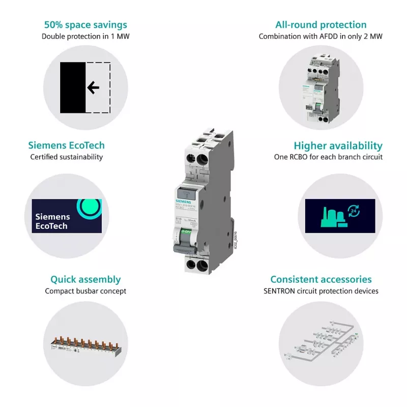 Siemens 5SV13166KK16 RCBO 2-biegunowy 16 A 30 mA Typ C 6 kA