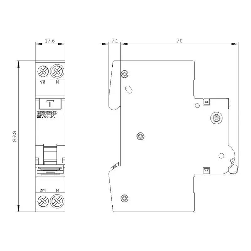 Siemens 5SV13166KK16 RCBO 2-biegunowy 16 A 30 mA Typ C 6 kA