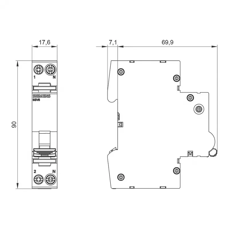 Siemens 5SV6016-6KK16 AFDD/MCB Kombinationsgerät B16 2-polig 230V 1TE
