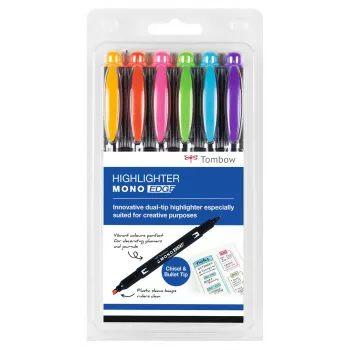 Zestaw zakreślaczy Tombow MONO Edge - końcówka dłutowa i punktowa 3,8 mm 0,8 mm linia, mix kolorów (6 sztuk)