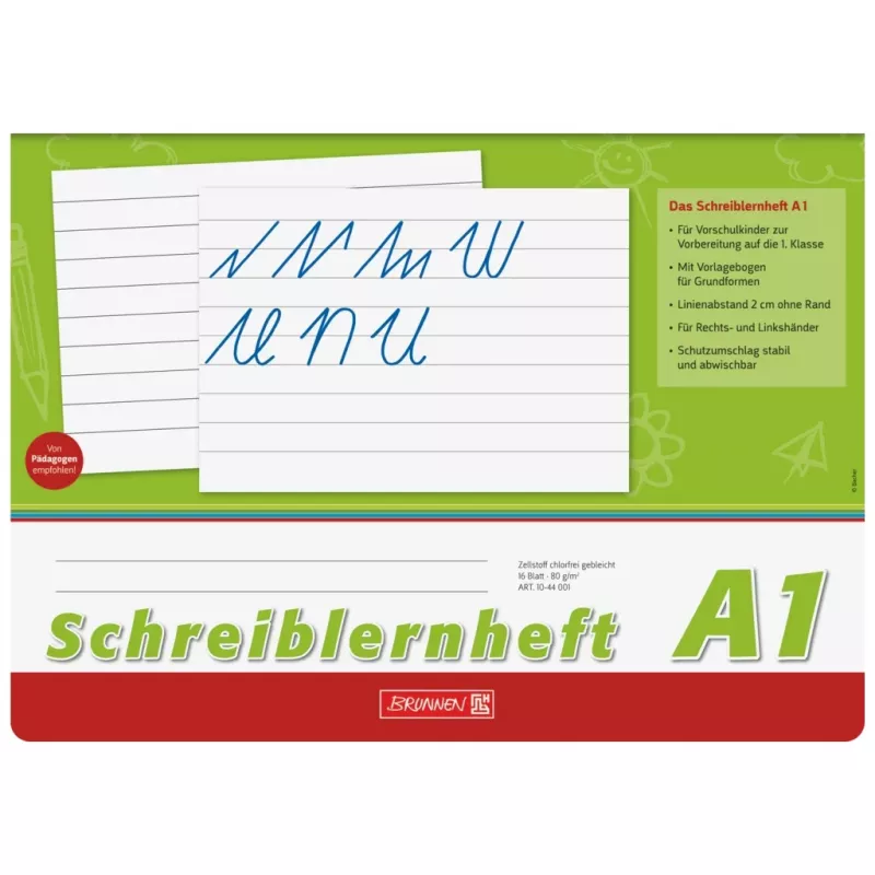 BRUNNEN Zeszyt do nauki pisania A4q 16 kartek, linia bez marginesu - A1