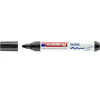 EDDING 4500 Marker tekstylny Czarny Końcówka okrągła 2-3 mm Permanentny Nieprzezroczysty Wodny tusz pigmentowy 1 sztuka
