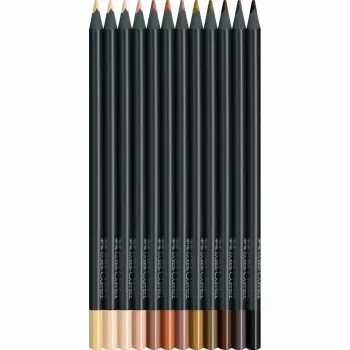Zestaw ołówków Faber-Castell Black Edition - Odcienie skóry - 12 sztuk - do ciemnego i kolorowego papieru