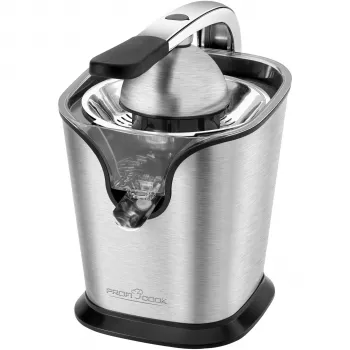 PROFI COOK PC-ZP 1154 Wyciskarka do cytrusów, 160 W, stal nierdzewna, 500 ml, 2 stożki, obsługa dźwignią, czarny/srebrny