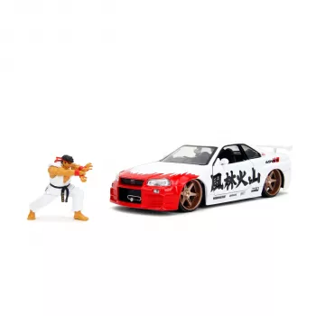 Jada Street Fighter Ryu 1:24 Nissan Skyline GTR Die-Cast Car with Figure