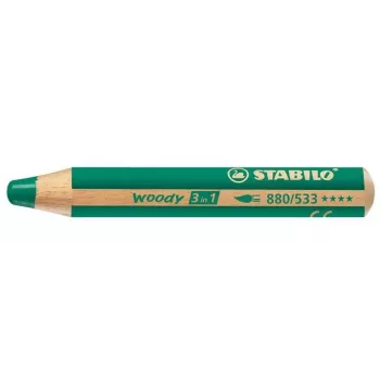 STABILO woody 3 in1 Kredka kolorująca - Zielona - 10 mm wkład - 1 sztuka