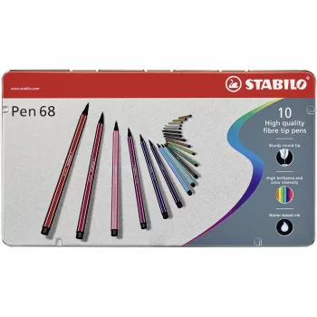 STABILO Pen 68 Pisak włóknowy - 1 mm - 10 kolorów mieszanych
