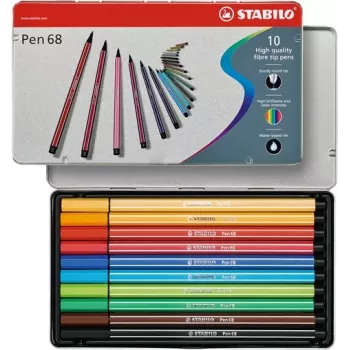 STABILO Pen 68 Pisak włóknowy - 1 mm - 10 kolorów mieszanych