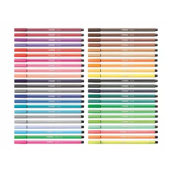 Zestaw pisaków STABILO Pen 68, 20 kolorów, plastikowe pudełko, Zebrui Turkus, grubość linii 1 mm