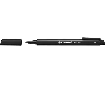STABILO pointMax Pisak - Czarny - Średni - 0,8 mm - Okrągły - Atrament na bazie wody - Końcówka nylonowa