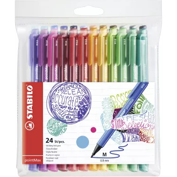 Zestaw pisaków STABILO pointMax Fineliner - 24 kolory asortymentowe - 0,8 mm końcówka włóknista - tusz na bazie wody