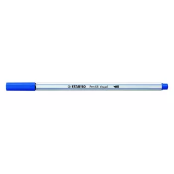 STABILO Pen 68 Brush - Niebieski - Końcówka pędzelkowa - Tusz na bazie wody - Sześciokątny - 1 długopis