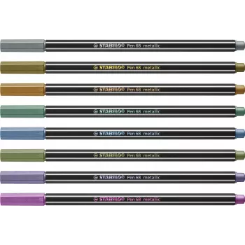Zestaw pisaków STABILO Pen 68 Metallic - Medium - 8 metalicznych kolorów - Okrągła końcówka - Szerokość linii 1,4 mm