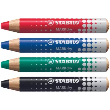 STABILO MARKdry Zestaw 4 markerów do tablic suchościeralnych w etui