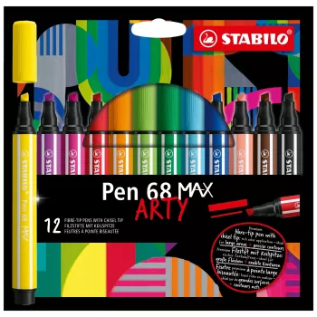 Zestaw 12 pisaków STABILO Pen 68 MAX ARTY Edition z końcówką dłutowatą w plastikowym etui