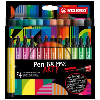 STABILO Pen 68 MAX 24-częściowe etui ARTY Pisak z końcówką dłutową