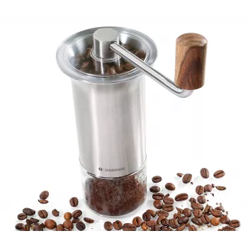 Młynek do kawy Zassenhaus BARISTA ze stali nierdzewnej/szkła, ręczny, z ceramicznymi żarnami
