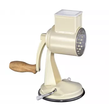 Zassenhaus Drum Grater Classic Cream - 3-Drum Rotary Grater with Stainless Steel Drums, Suction Base, Ergonomic Crank