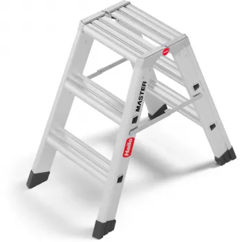 Hailo Master D80 2 x 3 Stopnie Dwustronny Składany Podest, Aluminium, Nośność 150 kg, EN 131