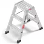 Hailo Master D80 2 x 3 Stopnie Dwustronny Składany Podest, Aluminium, Nośność 150 kg, EN 131