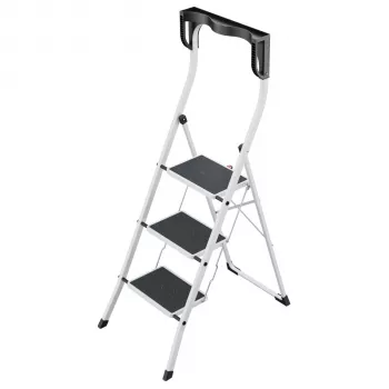 Hailo K75 ComfortLine 3-stopniowa bezpieczna drabina składana, srebrno-czarna, nośność 150 kg