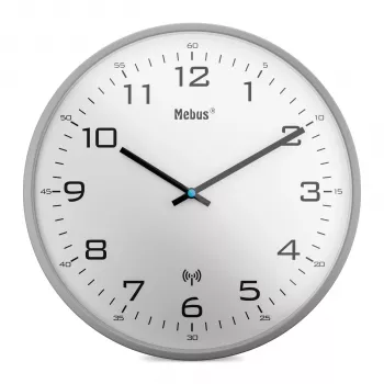 MEBUS 13081 Zegar ścienny sterowany radiowo Srebrny 30 cm
