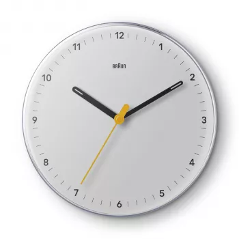 Braun BC26W Zegar ścienny kwarcowy analogowy cichy ciągły 23 cm biały