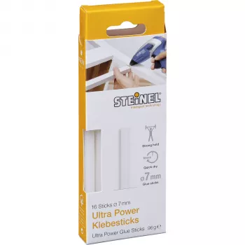 STEINEL 1x16 7mm Ultra Power Hot Glue Sticks, 16 sztuk, przezroczyste, o wysokiej wytrzymałości, uniwersalne