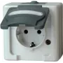 HEINRICH KOPP Gniazdo Schuko 1-złączowe, montaż natynkowy, odporny na wilgoć IP44, szary, 16A 250V (103356006)