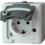 HEINRICH KOPP 1-Gang Surface-Mounted Weatherproof Socket with Safety Lock, IP44, Grey (103456009)