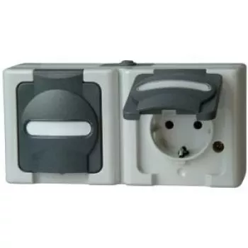 HEINRICH KOPP BLUE ELECTRIC Łącznik i gniazdo Schuko natynkowe, szary (131256002)