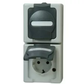 Heinrich Kopp 131456008 Gniazdo Schuko 2-rzędowe Pionowe, Montaż Natynkowy, Czarno-Szare, 250V, 16A