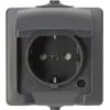 HEINRICH KOPP NAUTIC 1-Gang Schuko Socket with Flap Cover, IP44, Surface-Mounted, Grey