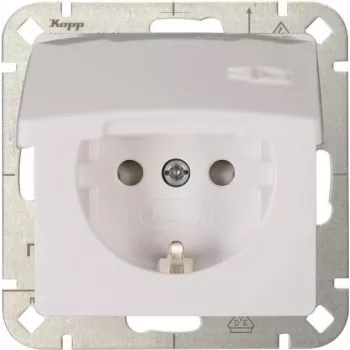Gniazdo Schuko Heinrich Kopp HK05 z podwyższoną ochroną przed dotykiem, czysta biel (RAL 9010), podtynkowe, 16A 250V