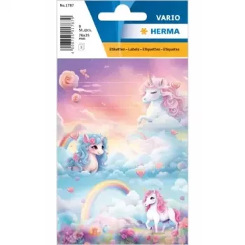 HERMA VARIO Happy Unicorns School Labels - 8 Pack