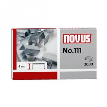 Zszywki Novus No.111 - 4 mm - 2000 sztuk - 15 arkuszy - Metal - Szary