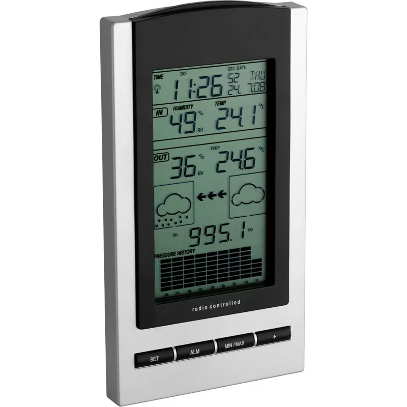 TFA Gaia Bezprzewodowa Stacja Pogodowa z Kolorowym LCD, 433 MHz, Sterowana Radiowo DCF-77, Czarny