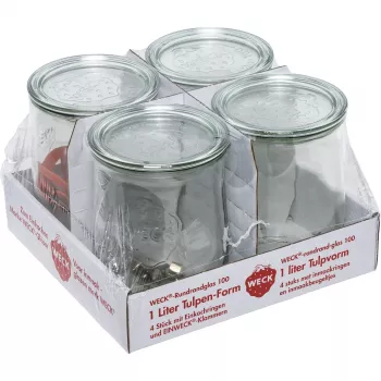 WECK Round Rim Jar Tulip 1.0L Set of 4