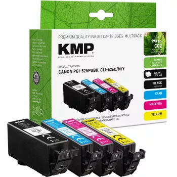 KMP Zestaw kompatybilnych wkładów atramentowych 4 szt. Czarny Cyan Magenta Żółty do Canon PGI-525/CLI-526