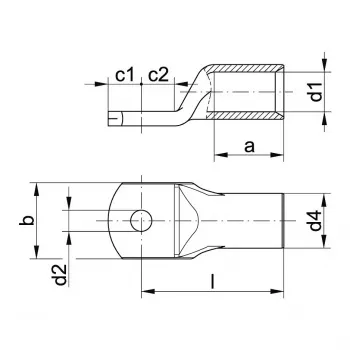 Klauke 4R12MS Tubular Cable Lug 25mm² M12 E-Cu Galvanically Tinned with Inspection Hole