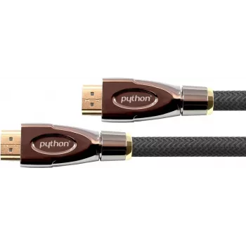 Przewód HDMI High-Speed z Ethernetem PYTHON 4K2K/UHD, Pozłacane Styki, OFC, Plecionka Nylonowa, Czarny, 1 m, Seria PYTHON (GC-M0015)