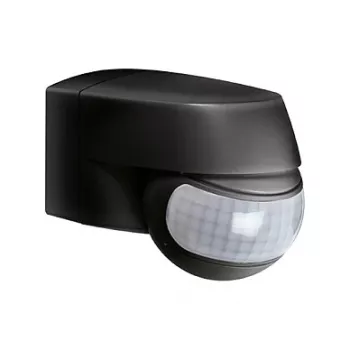 ESYLUX MD 200 Pasywny czujnik ruchu na podczerwień, zasięg 12 m, montaż ścienny, czarny, IP44, 2000 luksów, 2,5 m