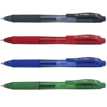 Pentel EnerGel BL107-4 Żelowy długopis kulkowy, zestaw 4 sztuk, końcówka igłowa 0,35 mm, kolory mieszane