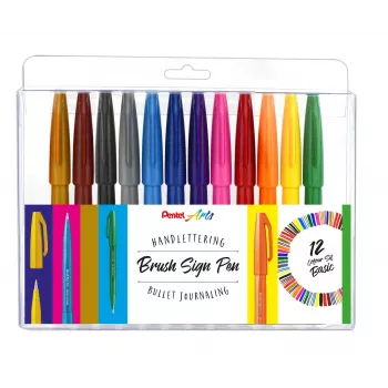 Pentel 12 SES15-12 Zestaw pędzelków w kolorach mieszanych