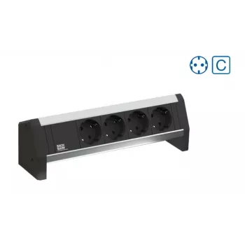 Bachmann Desk 1 Listwa zasilająca - 3 gniazda AC Typ F - Aluminium/Tworzywo sztuczne - 324 mm - Wewnątrz