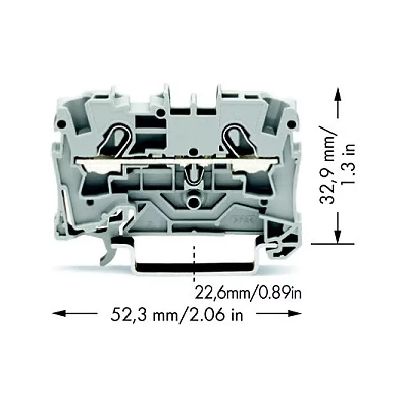 WAGO 2004-1201 Przepustowa listwa zaciskowa, 2-przewodowa, 800 V, 32 A, szara, szerokość 6,2 mm, CAGE CLAMP