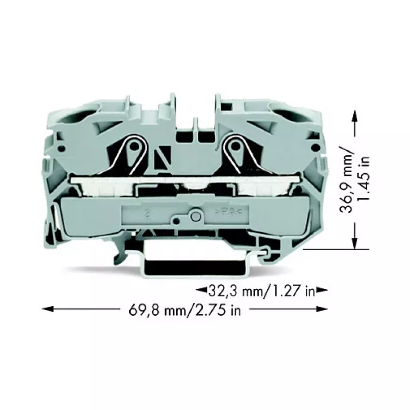 WAGO 2016-1201 Przelotowy Zacisk Przyłączeniowy, 16 mm², 800 V, Szary, Push-in CAGE CLAMP