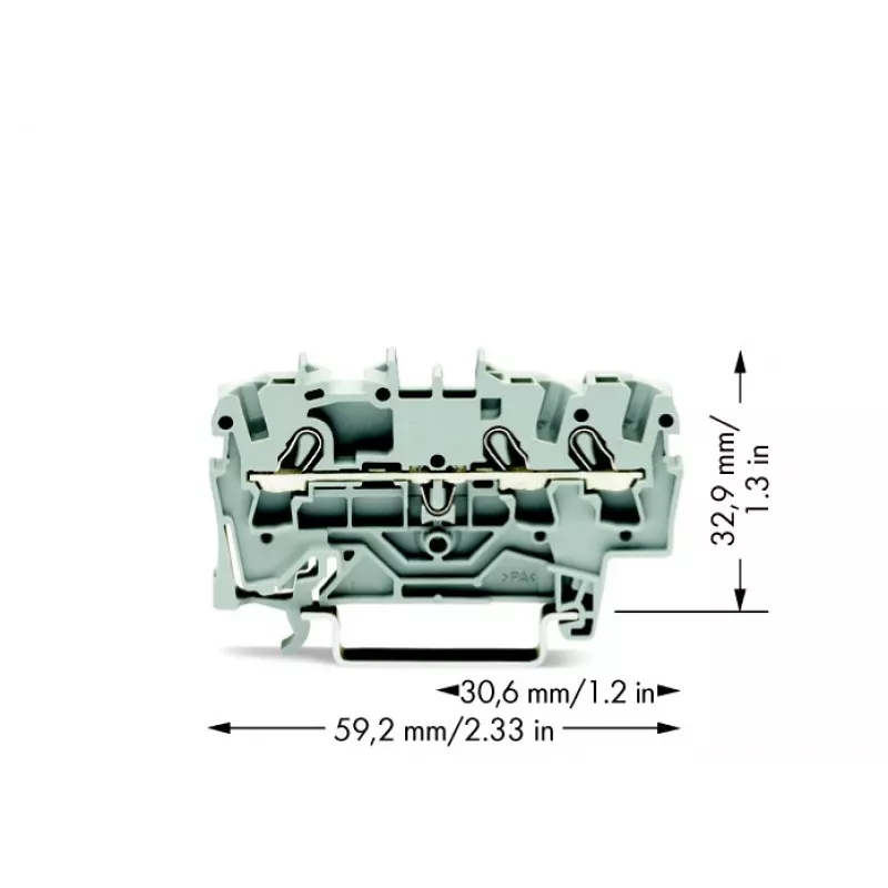 WAGO 2002-1301 Zacisk przyłączeniowy Push-in CAGE CLAMP, 2-przewodowy, 2,5 mm², 800 V, szary